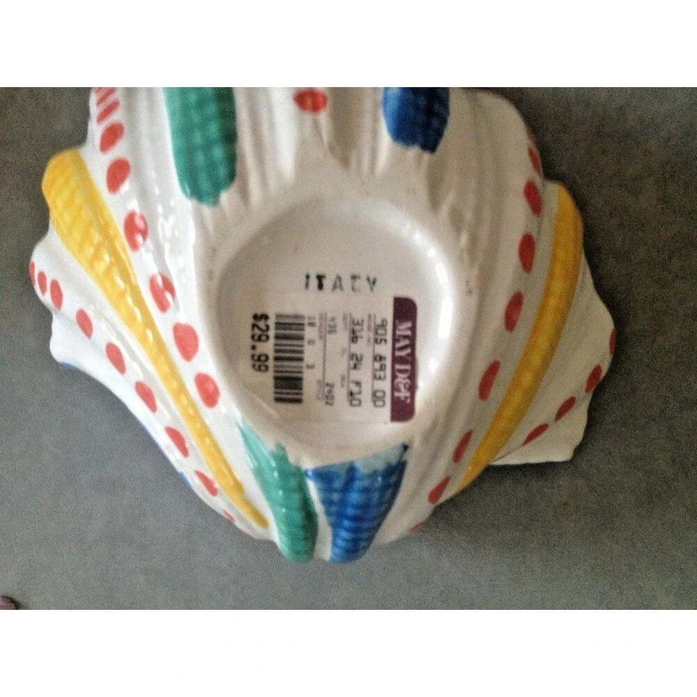 ITALY Shell Bowls Ceramic Conch Clam Set of 2 VINTAGE 80s
